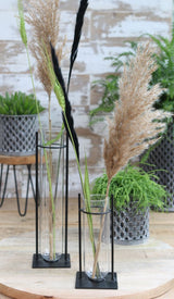 Cylinder vase in metal holder 17.5cm high (4 pcs.) [IFS-29234]