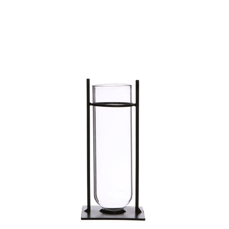 Cylinder vase in metal holder 17.5cm high (4 pcs.) [IFS
