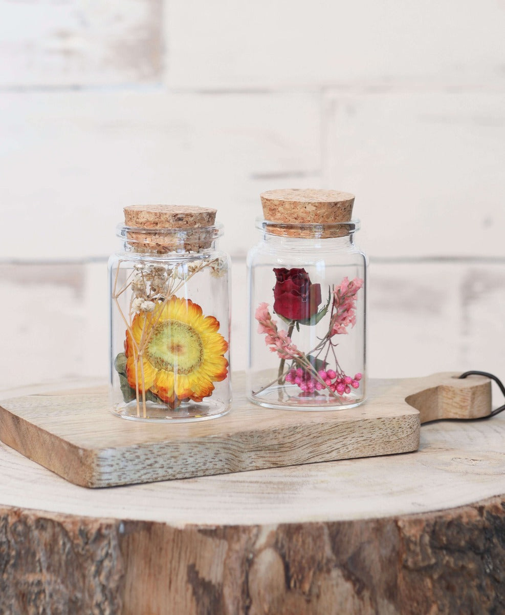 Glass tube with 2 different dried flowers Ø4.5cm (12 pcs.) [IFS-29345]