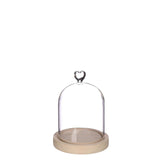 Bell Jar Heart Wood Base Ø12 h.16 cm - 1 pcs