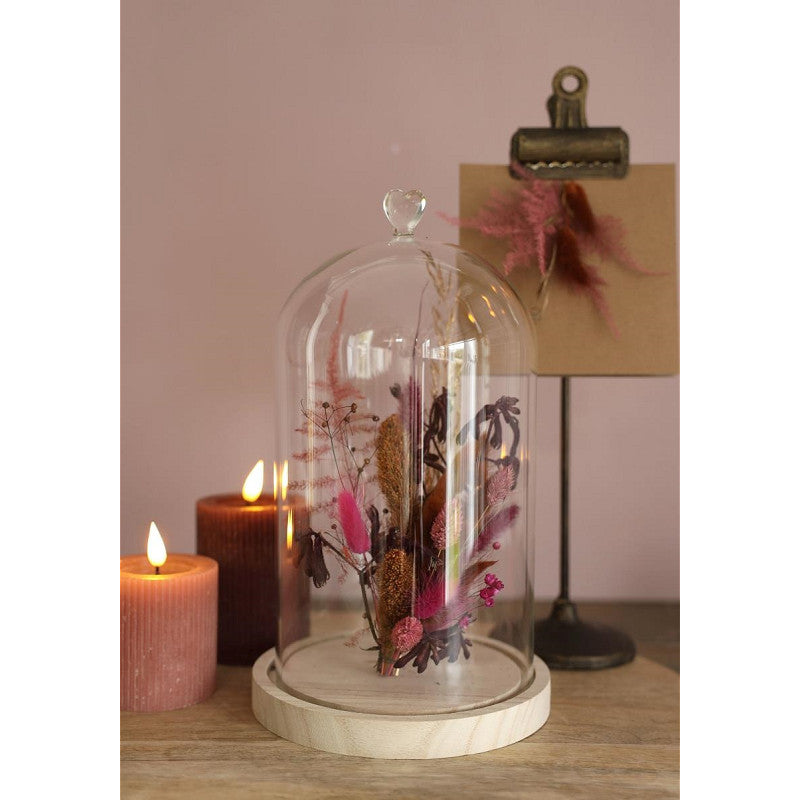 Bell Jar Heart Wood Base Ø17 h.30 cm - 1 pcs