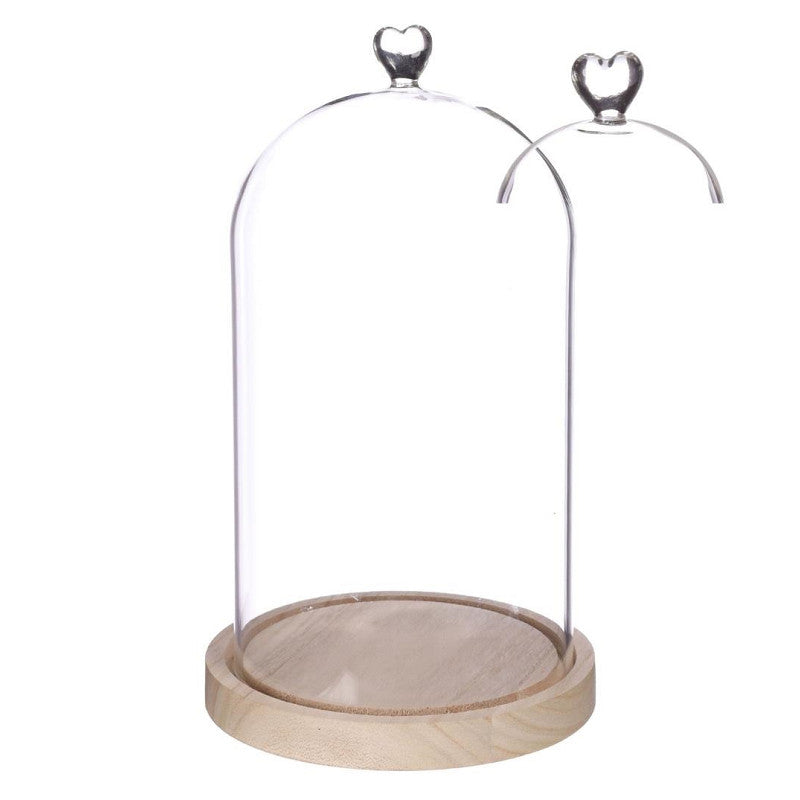 Bell Jar Heart Wood Base Ø17 h.30 cm - 1 pcs