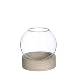 Glass Ball Vase w.Wood Base Ø13 h.14cm - 1 pcs