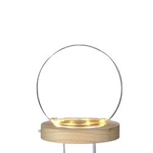 Glass LED sphere round Ø13cm with wooden base (1 pcs.) [IFS
