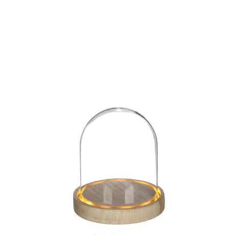 Glass LED jar with wooden base Ø12cm (1 pcs.) [IFS
