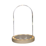 Glass Dome with LED, wooden base Ø14cm 