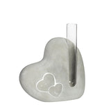 Cement heart with Glass Tube L.4,5 x W.13 x H.14,6 - 6 pcs