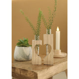Wooden Tube Holder Heart l.4 w.4 h.14,5 cm - 6 set