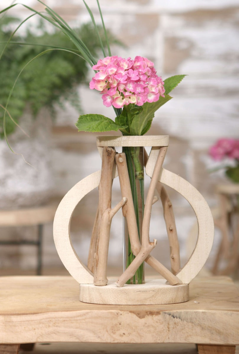 Test tube with stand made of driftwood large (1 pcs.) [IFS-29645]