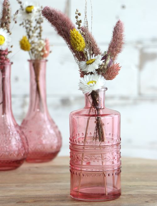 Flower vase Porto Ø7.5cm and 14.5cm high Pink - 12 pcs