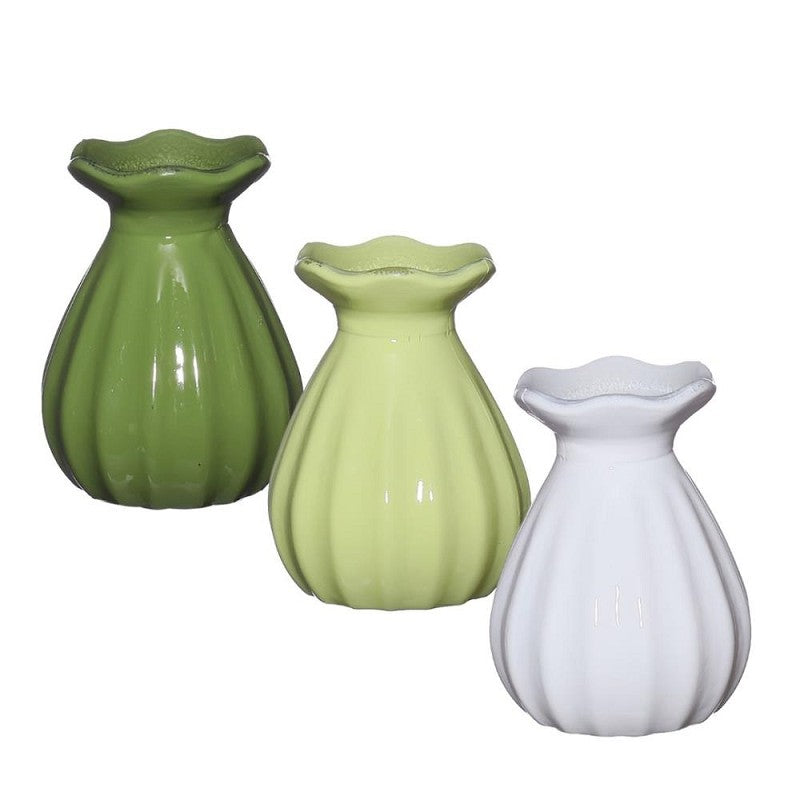 Flower vase Ø70 h: 90 mm Green assorti - 12 Pcs