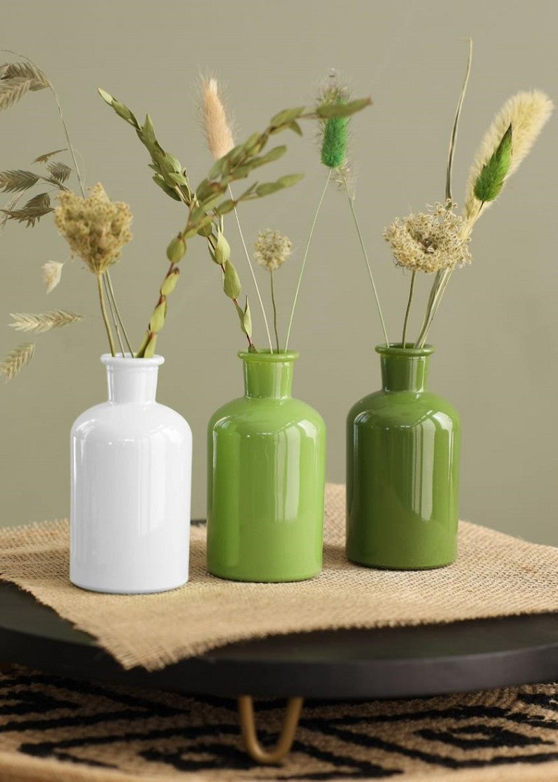 Glass bottle Ø70 h: 120 mm Assorti Green - 12 Pcs