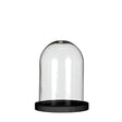 Glass bell jar with black wooden base Ø12cm H.16cm 