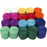 Crepe Paper, assorted colours, L: 20 m, W: 5 cm - 20 Roll