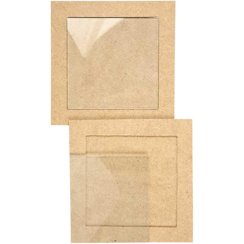 Trivet White Glass Plate, outer size 15x15x0.5 cm, inner size 11x11x0.55 cm - 6 pcs