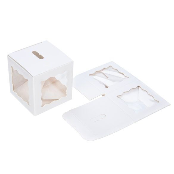 Kraft Gift Boxes White with 3 windows 50x50x50mm - 25 pieces