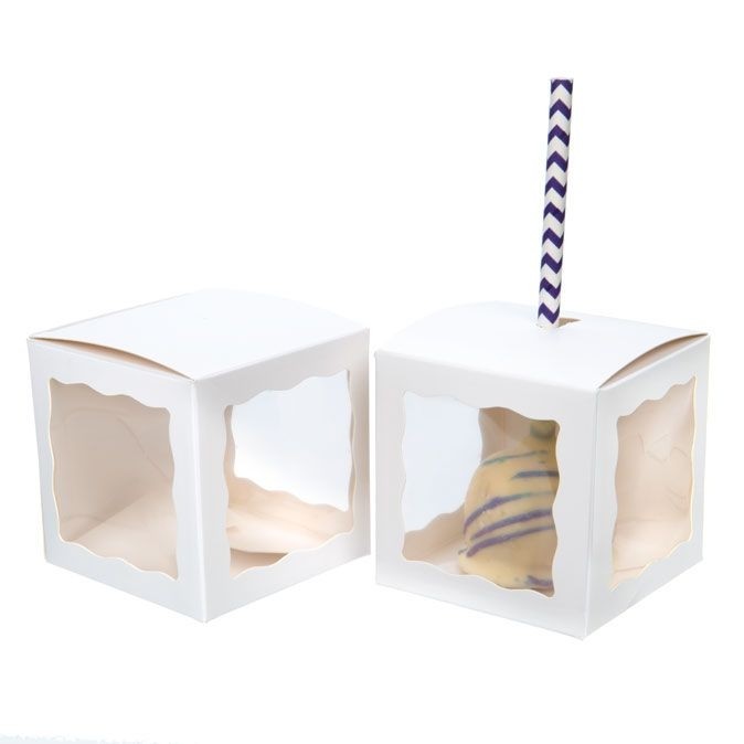 Kraft Gift Boxes White with 3 windows 75x75x75mm - 25 pieces