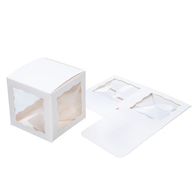 Kraft Gift Boxes White with 3 windows 75x75x75mm - 25 pieces