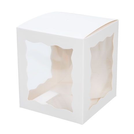 Kraft Gift Boxes White with 3 windows 102x102x117mm - 25 pieces