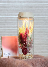 Glass cylinder with LED in wooden lid 23cm high - 1 pc