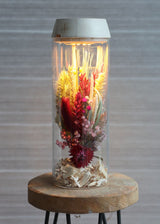 Glass cylinder with LED in wooden lid 23cm high - 1 pc