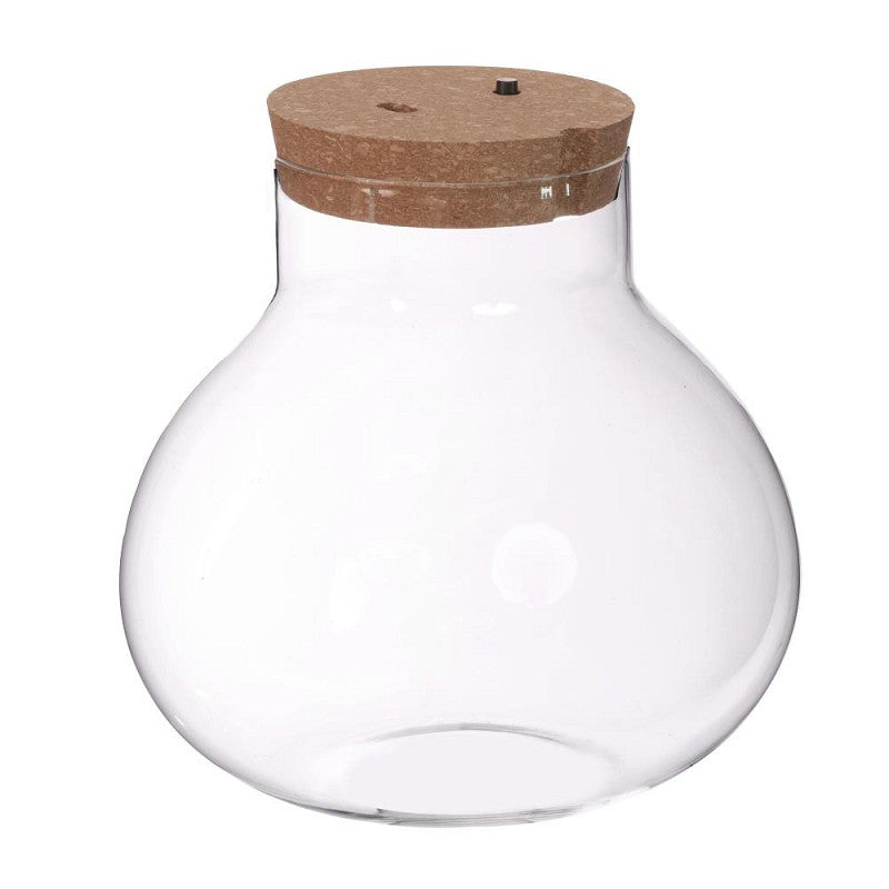 Terrarium w. cork w. accu w. usb-c plug Ø20,5 h.20 cm - 1 pcs
