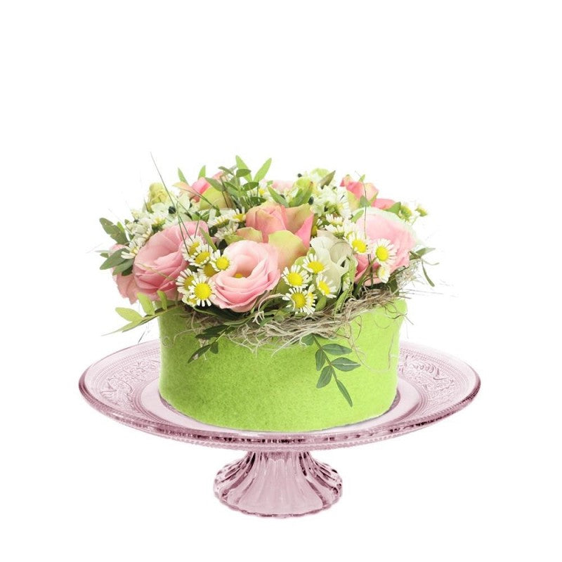 Cake Stand Glass Pink Ø290x H: 90 mm - 1 pc