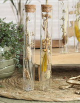 Glass tube with several dried flowers natural 20cm high - 12 pcs