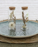Glass tube with several dried flowers natural 12.5cm high - 12 pcs