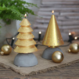 Candle set 2 trees gold 12cm high (1set, 6pcs)