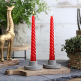 Candles twisted red 19cm high - 4 pcs