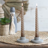 Candles twisted taupe 19cm high - 4 pcs