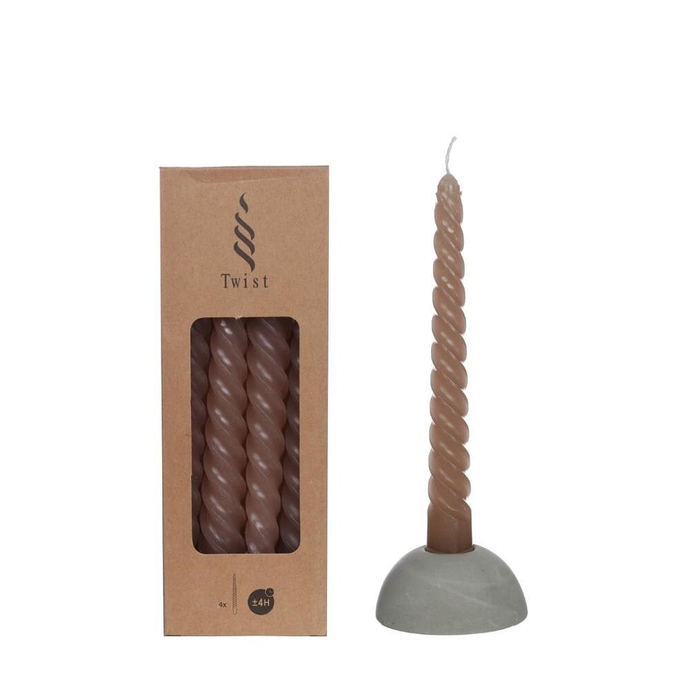 Candles twisted taupe 19cm high 