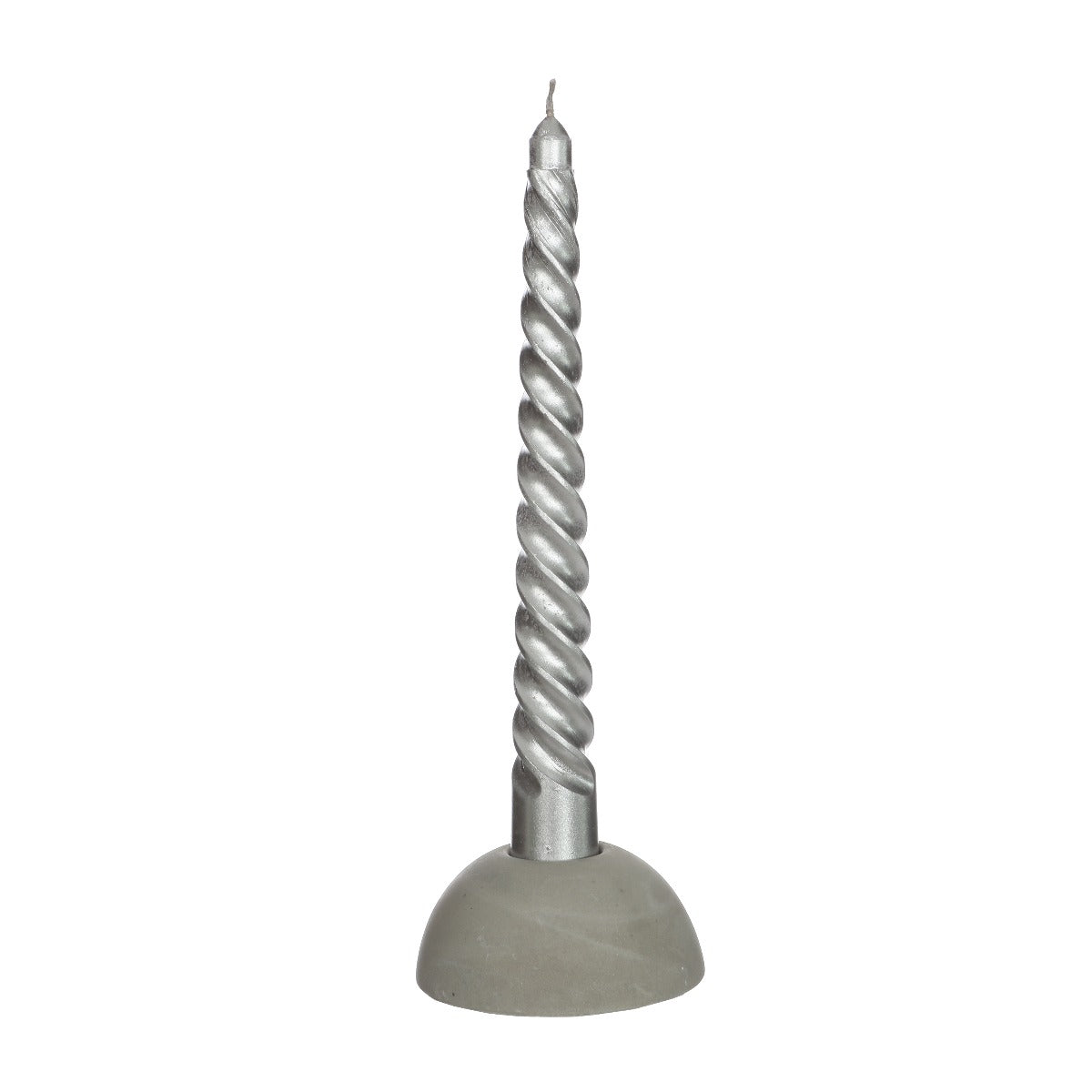 Candles twisted silver 19cm high - 4 pcs