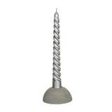 Candles twisted silver 19cm high - 4 pcs