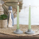 Candles twisted green 19cm high - 4 pcs
