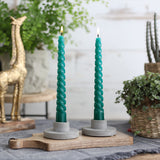 Candles twisted blue-green 19cm high - 4 pcs