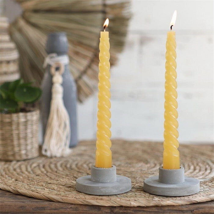 Candles twisted yellow 19cm high - 4 pcs