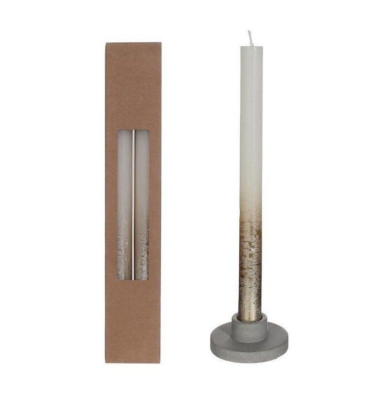 Dinner Candles Creme with Gold Spray Ø21/h. 250mm 