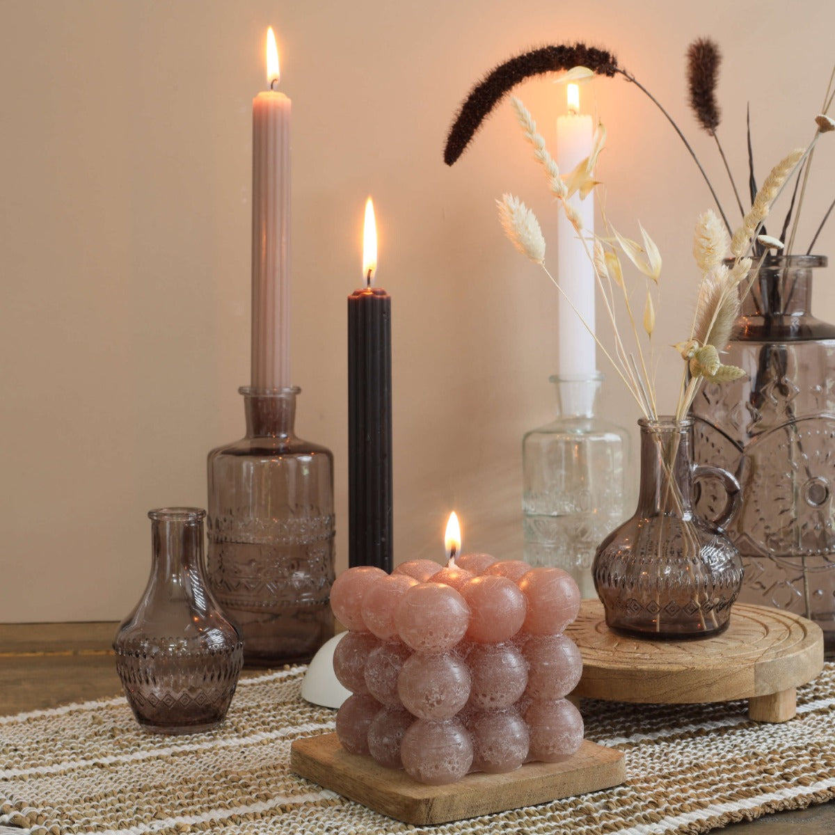 Flower vase Porto Ø7.5cm and 14.5cm high Grey - 12 pcs