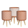 Plant pot Terra cement with wooden legs 21.5cm high 