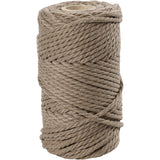 Macramé cord, Light brown, L: 55 mtr, D: 4 mm, 330 g - 1 Roll