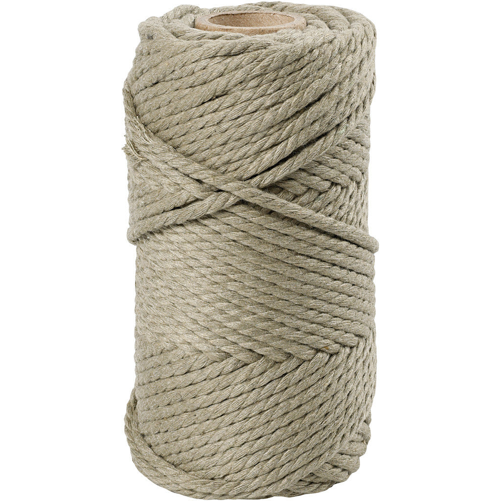 Macramé cord, moss green, L: 55 mtr, D: 4 mm, 330 g - 1 Roll