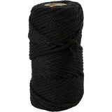 Macramé cord, black, L: 55 mtr, D: 4 mm, 330 g - 1 Roll