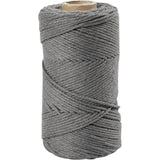 Macramé cord, grey, L: 198 mtr, D: 2 mm, 330 g - 1 Roll