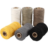 Macramé cord, assorted colours, D: 2 mm, 6x330 g - 1 Set