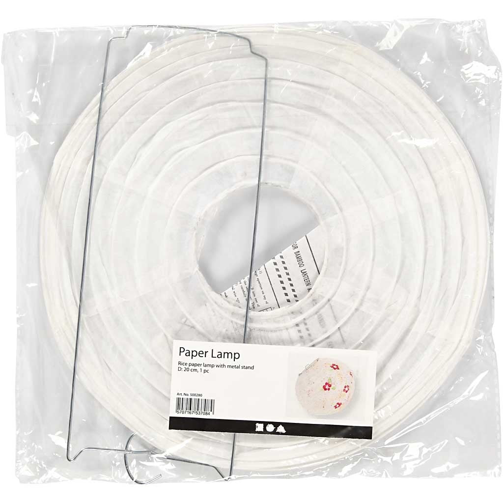 Rice paper lamp, white, Round, D: 20 cm - 1 pc