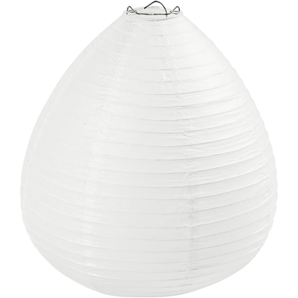 Rice paper lamp, white, Raindrop, H: 27 cm, D: 25 cm - 1 pc