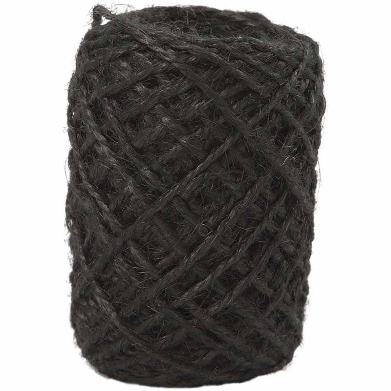 Natural Hemp, thickness 1 -2 mm, black  - 30 mtr