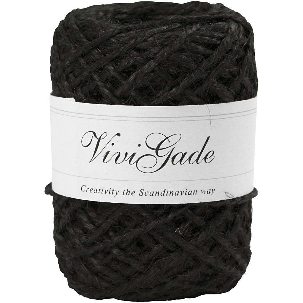 Natural Hemp, thickness 1 -2 mm, black  - 30 mtr